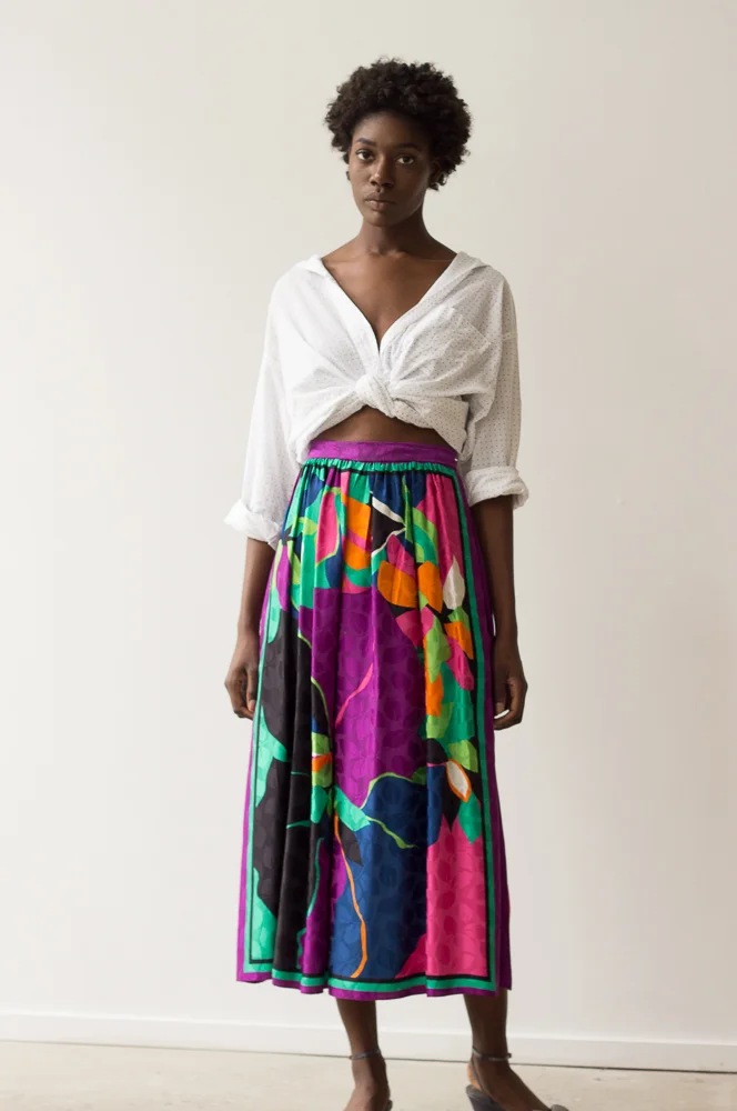 1980s silk skirt best sale